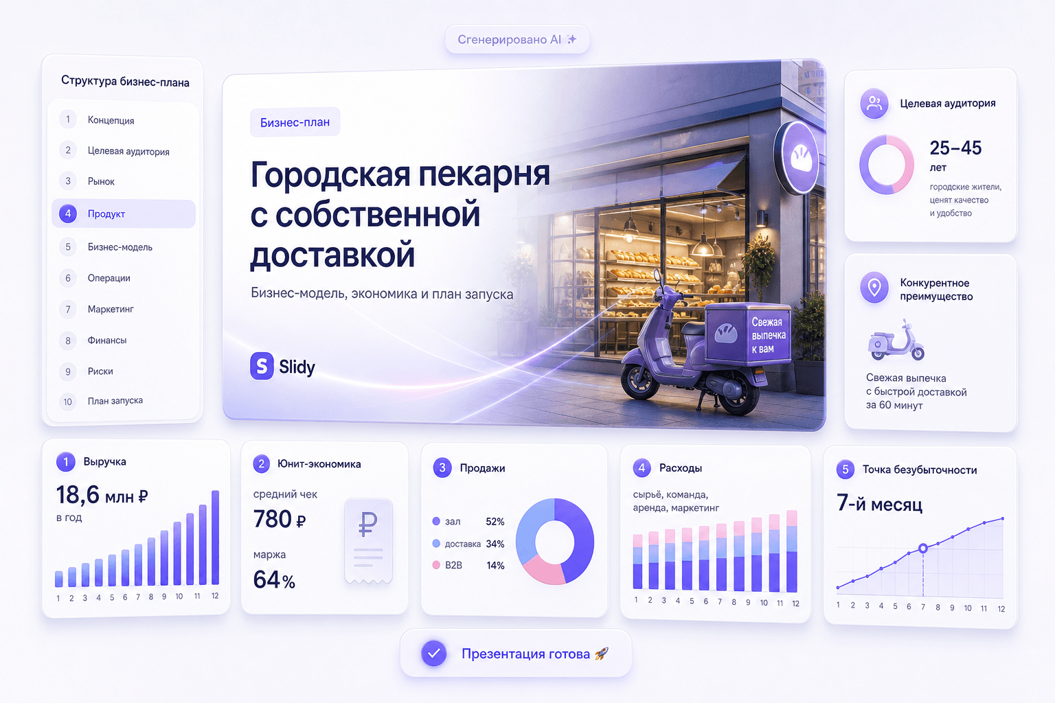 Продуктовый интерфейс Gamma: Бизнес-план в формате презентации