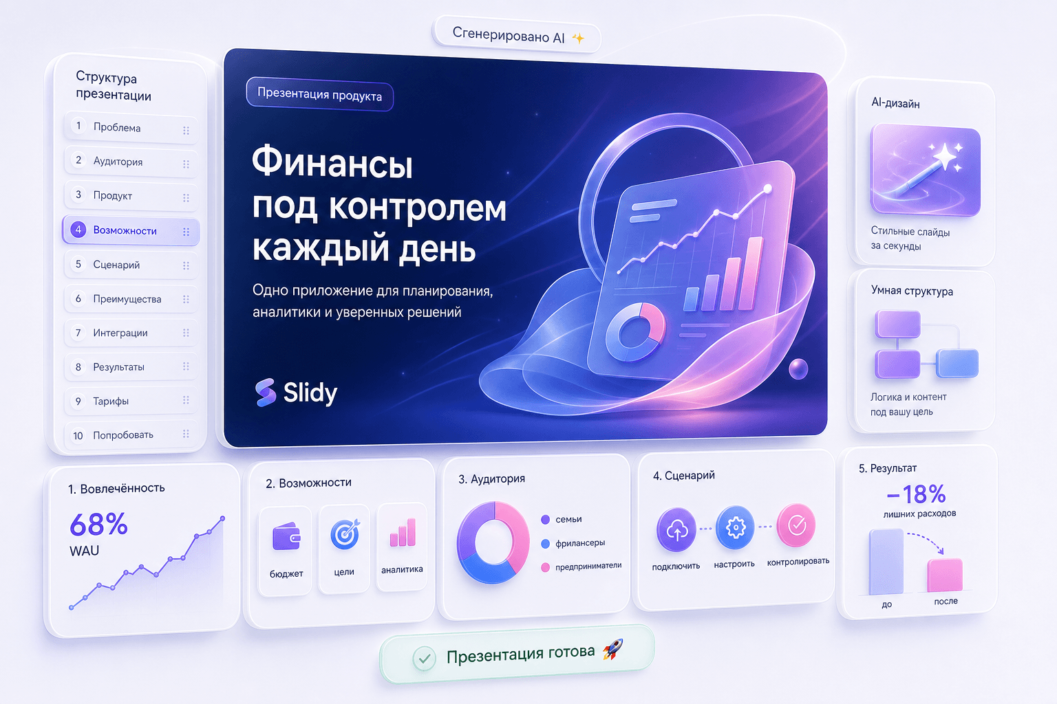 Продуктовый интерфейс Gamma: Презентация продукта с помощью ИИ