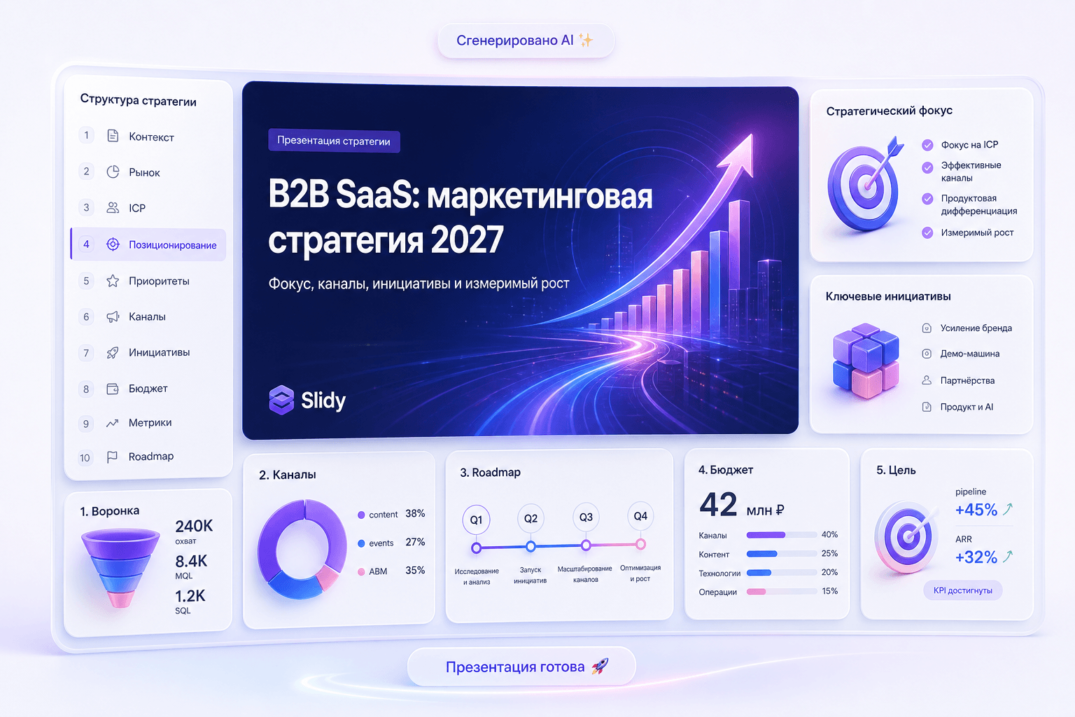 Продуктовый интерфейс Gamma: Презентация стратегии с помощью ИИ